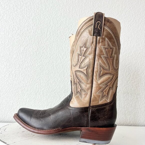Rod Patrick Mens Cowboy Boots 10AA Antique Mocha Bison Brown Western Blunt Toe - Picture 4 of 11